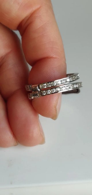 Anillo Doble Plata 925 CZ Rodiado