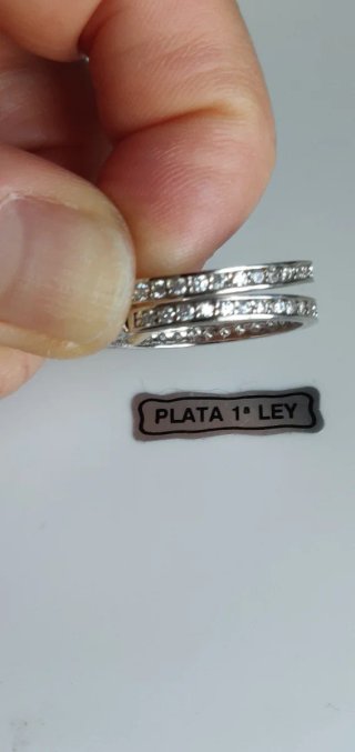 Anillo Doble Plata 925 CZ Rodiado