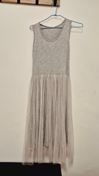 Vestido Zara tirantes gasa gris Talla M