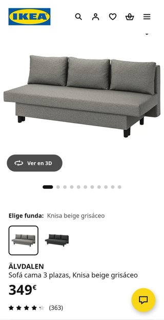 Divano letto Ikea beige in tessuto a tre posti