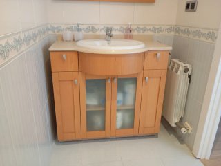 Mueble de baño completo madera y cristal