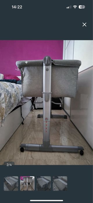 Minicuna colecho gris con estampado, interbaby