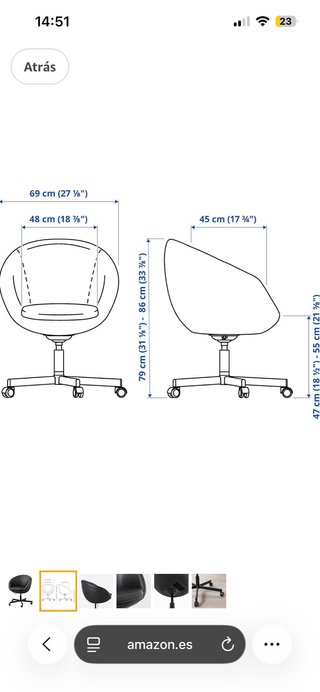 SEDIA IKEA SKRUVSTA NERA CON ROTELLE