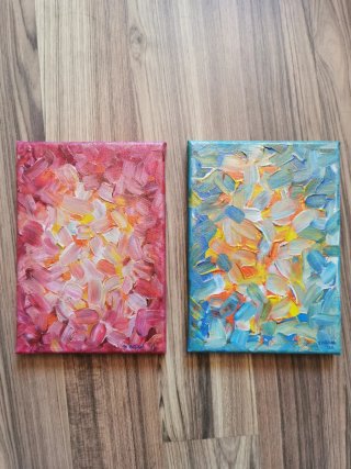 2 quadri astratti multicolore