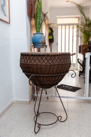 Antiguo Timbal Nagada Indio/ Mesa Auxiliar Tribal