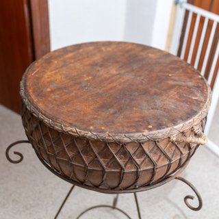 Antiguo Timbal Nagada Indio/ Mesa Auxiliar Tribal