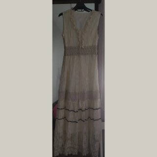 Vestido largo beige talla M