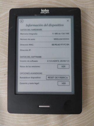 Lector Kobo Touch 6 Negro
