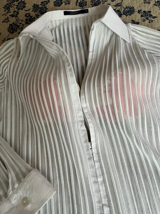 Camisa Cortefiel blanca semi transparente