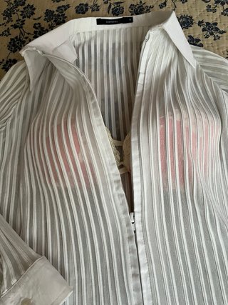Camisa Cortefiel blanca semi transparente