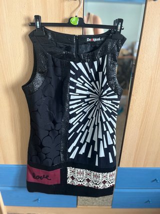 Vestido Desigual Negro Multicolor Talla 42
