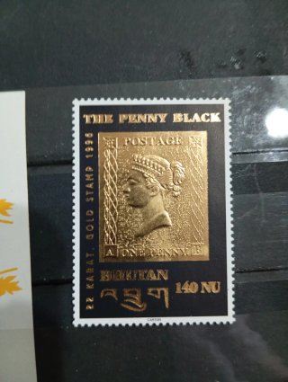 Francobollo 22 Carati Oro Bhutan 1996