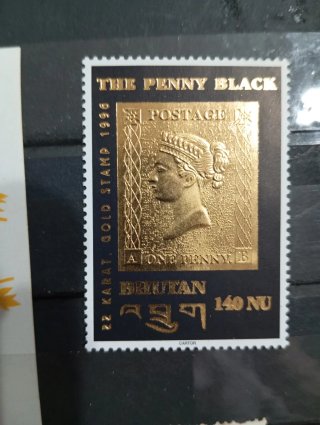 Francobollo 22 Carati Oro Bhutan 1996