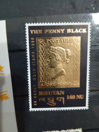 Francobollo 22 Carati Oro Bhutan 1996