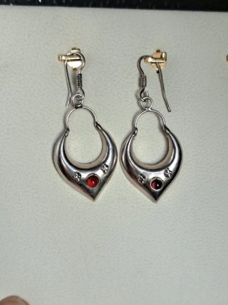 Pendientes Vintage Plata 925 con Piedra Roja