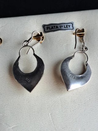 Pendientes Vintage Plata 925 con Piedra Roja
