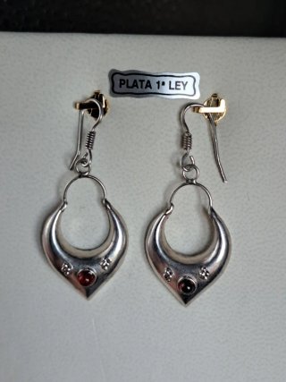 Pendientes Vintage Plata 925 con Piedra Roja