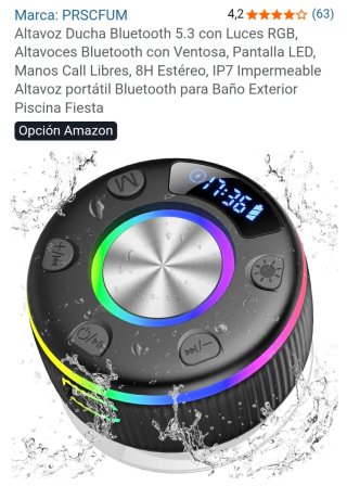 Altavoz Ducha Bluetooth Negro/Plata