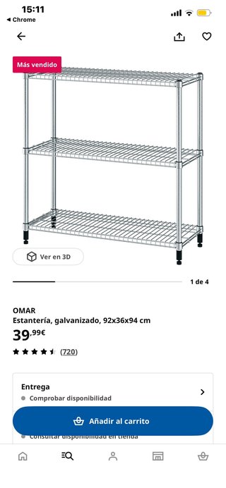 Estantería Metálica Galvanizada Ikea 92x36x94cm