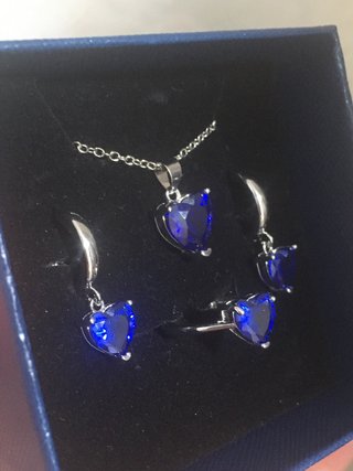Conjunto Plata Corazón Azul