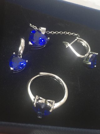 Conjunto Plata Corazón Azul