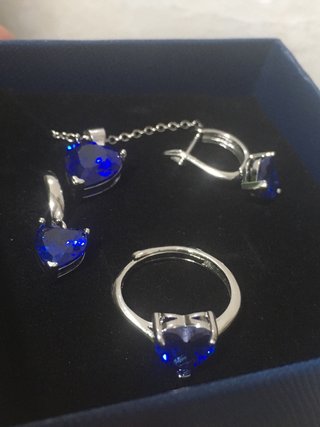 Conjunto Plata Corazón Azul
