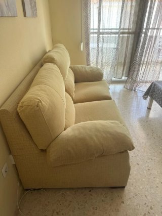 Sofá de tela beige 3 plazas 1,95 x 90cm x 87 ,
