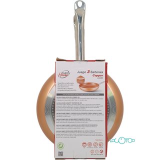 SET 3 PADELLE 20-24-28 CM LARRYHOUSE LH2085 (CUPRIRE DI RAME)