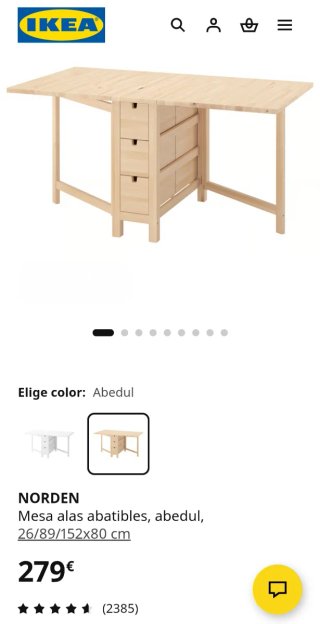 Mesa Comedor Alas Extensible con almacenaje Madera