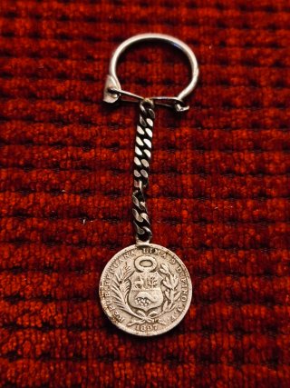 Llavero Plata Ley Moneda Peruana 1897