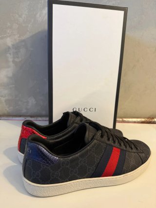 Scarpe Gucci Ace monogram gg dettagli in pitone