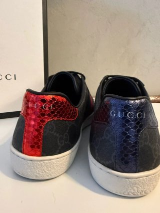 Scarpe Gucci Ace monogram gg dettagli in pitone
