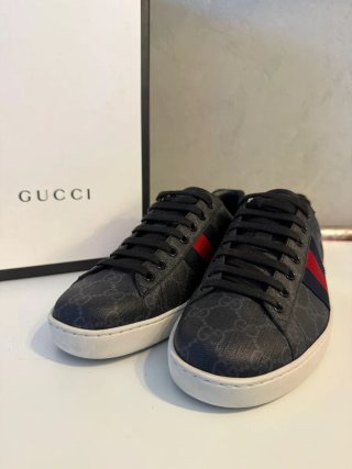 Scarpe Gucci Ace monogram gg dettagli in pitone