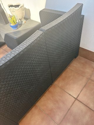 Conjunto Sofás Terraza Ratán Negro
