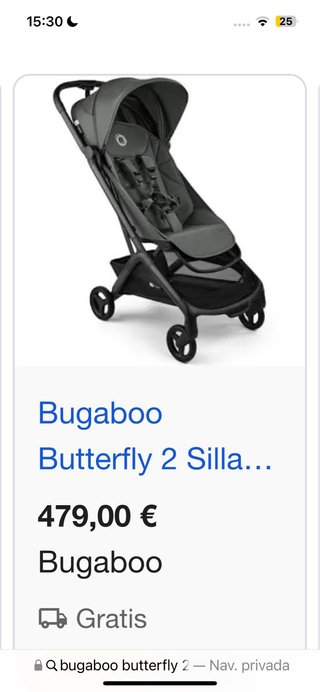 Bugaboo Butterfly 2 Silla Paseo verde con barra