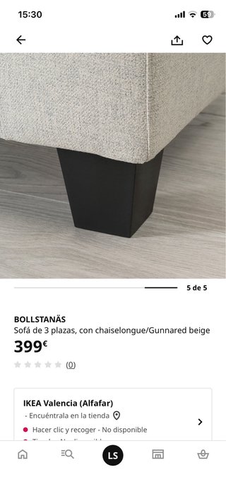 Sofá Chaiselongue 3 Plazas Ikea Beige Perfecto