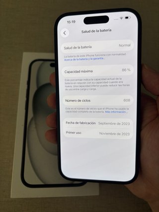 iPhone 15 86% batería