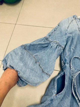 Vestido vaquero manga abullonada