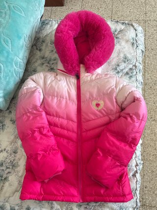Abrigo niña rosa con capucha talla 10-11Y