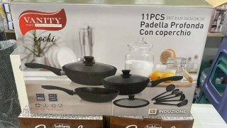 Set 3 Padelle con Coperchi + Utensili
