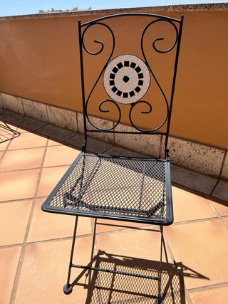 Mesa y 2 Sillas Jardín Cerámica y Metal