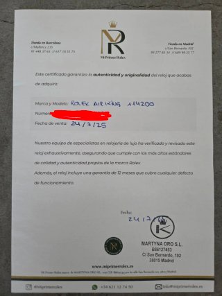 Rolex OP Air King con Garantia 114200 Full Set