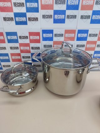 Set di pentole e padelle in acciaio inox 15 pezzi Amazon Basics