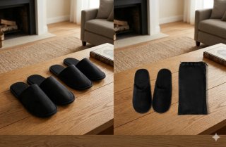 Zapatillas de viaje negras con funda