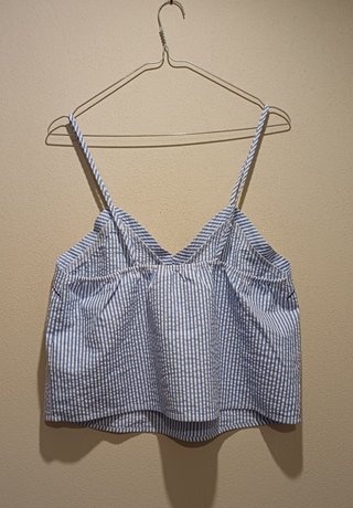 Top donna cotone righe blu e bianche