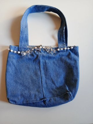 Borsa in jeans con perline