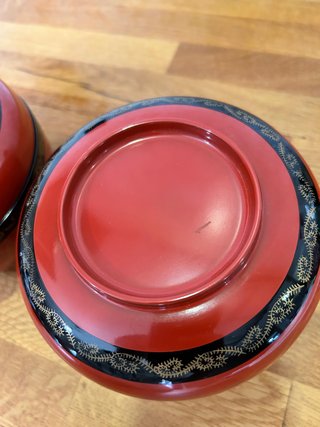 Ciotole giapponesi laccate rosse 14cm