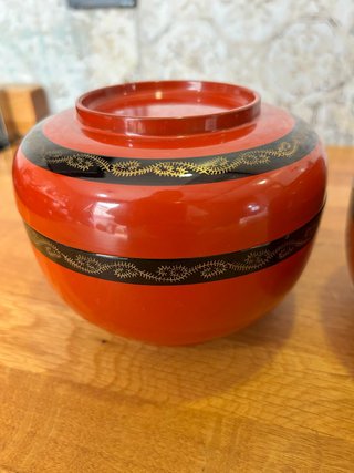 Ciotole giapponesi laccate rosse 14cm