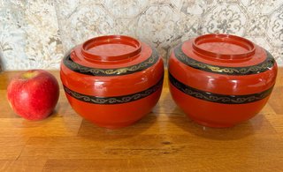Ciotole giapponesi laccate rosse 14cm