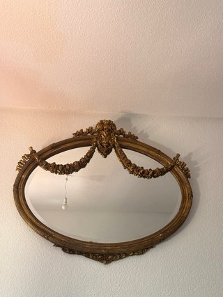 Espejo Ovalado Grande Dorado antiguo